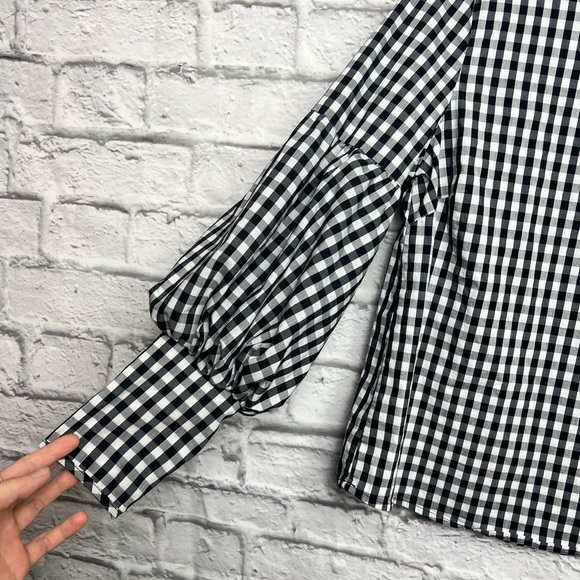 Lipslide Checkered Puff Sleeve Top S - Picture 4 of 8